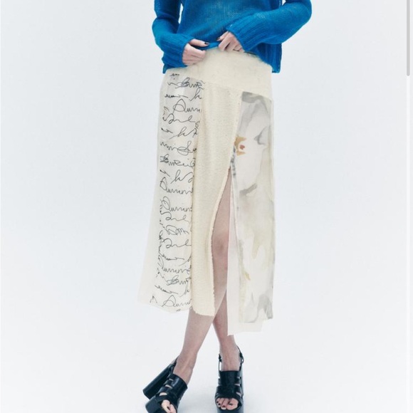 Zara Patchwork Midi Skirt ZW Collection - Picture 1 of 9
